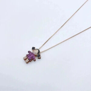 Cubic Zirconia Girl Pendant | Kids Charm Necklace | Mom Gift | Rose Gold